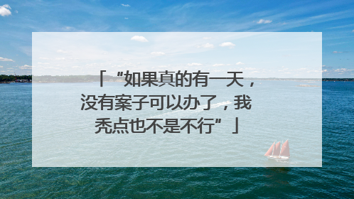 “如果真的有一天，没有案子可以办了，我秃点也不是不行”