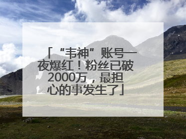 “韦神”账号一夜爆红！粉丝已破2000万，最担心的事发生了