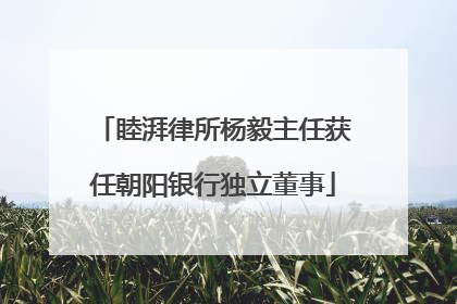 睦湃律所杨毅主任获任朝阳银行独立董事