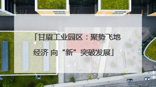甘眉工业园区：聚势飞地经济 向“新”突破发展
