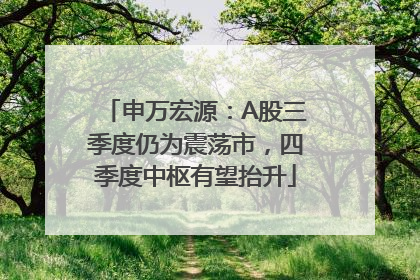 申万宏源：A股三季度仍为震荡市，四季度中枢有望抬升