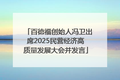 百德福创始人冯卫出席2025民营经济高质量发展大会并发言