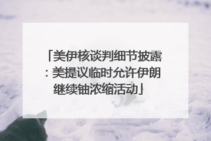 美伊核谈判细节披露：美提议临时允许伊朗继续铀浓缩活动