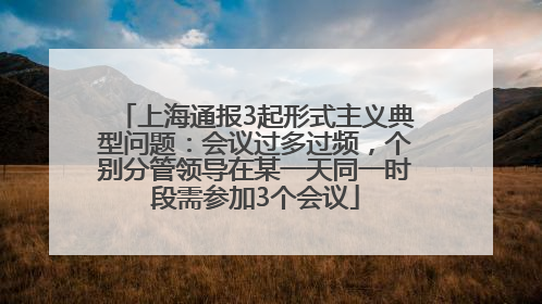上海通报3起形式主义典型问题：会议过多过频，个别分管领导在某一天同一时段需参加3个会议