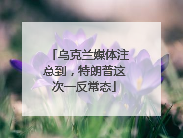 乌克兰媒体注意到，特朗普这次一反常态