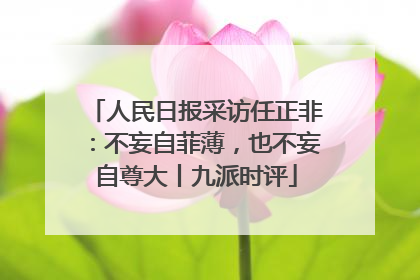 人民日报采访任正非：不妄自菲薄，也不妄自尊大丨九派时评