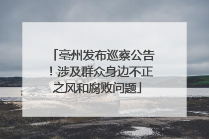 亳州发布巡察公告！涉及群众身边不正之风和腐败问题