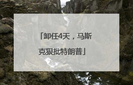 卸任4天，马斯克狠批特朗普