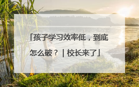 孩子学习效率低，到底怎么破？｜校长来了