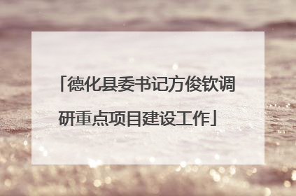 德化县委书记方俊钦调研重点项目建设工作