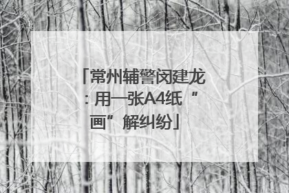 常州辅警闵建龙：用一张A4纸“画”解纠纷