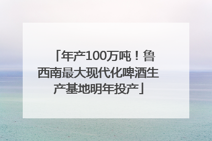 年产100万吨！鲁西南最大现代化啤酒生产基地明年投产