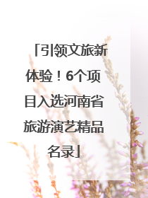 引领文旅新体验！6个项目入选河南省旅游演艺精品名录