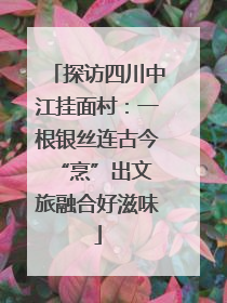 探访四川中江挂面村：一根银丝连古今 “烹”出文旅融合好滋味