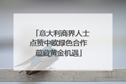 意大利商界人士点赞中欧绿色合作蕴藏黄金机遇