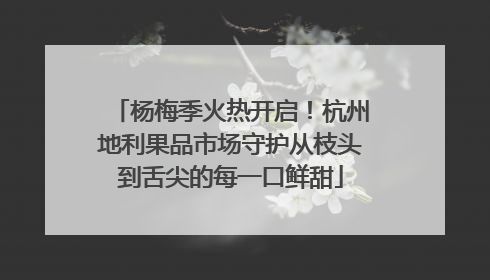 杨梅季火热开启！杭州地利果品市场守护从枝头到舌尖的每一口鲜甜