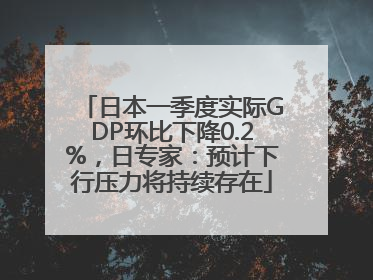 日本一季度实际GDP环比下降0.2%，日专家：预计下行压力将持续存在