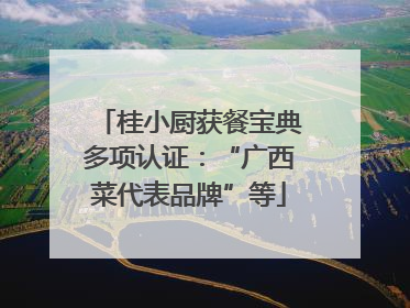 桂小厨获餐宝典多项认证：“广西菜代表品牌”等