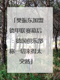 樊振东加盟德甲联赛幕后：德国俱乐部称一切来得太突然