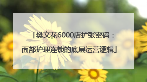 樊文花6000店扩张密码：面部护理连锁的底层运营逻辑