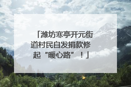 潍坊寒亭开元街道村民自发捐款修起“暖心路”！