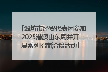 潍坊市经贸代表团参加2025港澳山东周并开展系列招商洽谈活动