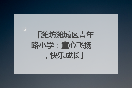 潍坊潍城区青年路小学：童心飞扬，快乐成长