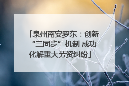 泉州南安罗东：创新“三同步”机制 成功化解重大劳资纠纷