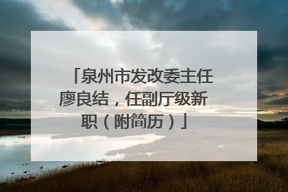 泉州市发改委主任廖良结，任副厅级新职（附简历）