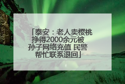 泰安：老人卖樱桃挣得2000余元被孙子网络充值 民警帮忙联系退回