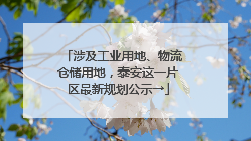涉及工业用地、物流仓储用地，泰安这一片区最新规划公示→