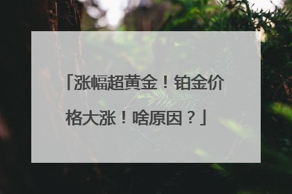 涨幅超黄金！铂金价格大涨！啥原因？