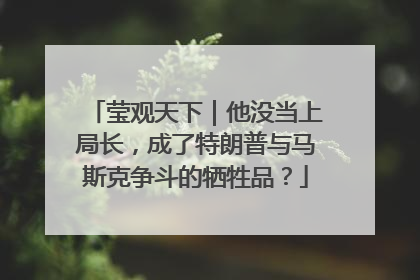莹观天下｜他没当上局长，成了特朗普与马斯克争斗的牺牲品？