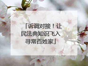 诉调对接！让民法典知识飞入寻常百姓家