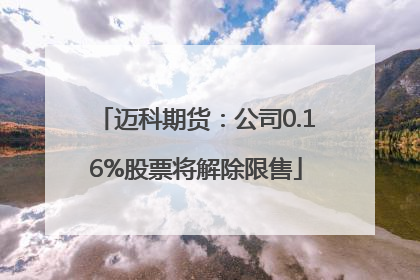 迈科期货：公司0.16%股票将解除限售