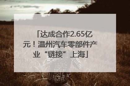 达成合作2.65亿元！温州汽车零部件产业“链接”上海