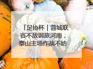 足协杯｜蓉城联赛不敌弱旅河南，泰山主场作战不妨“抄作业”