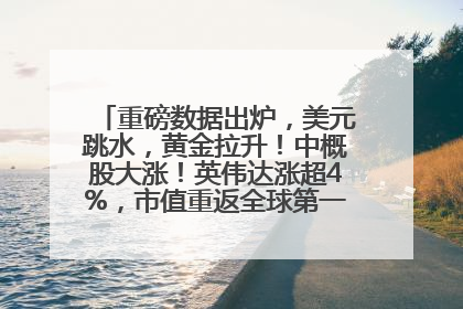 重磅数据出炉，美元跳水，黄金拉升！中概股大涨！英伟达涨超4%，市值重返全球第一！黄仁勋计划出售至多600万股股票