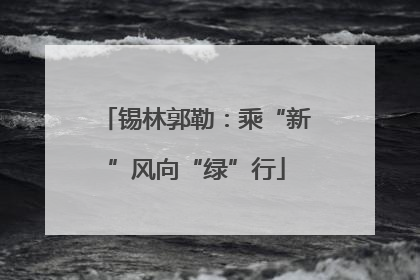 锡林郭勒：乘“新”风向“绿”行