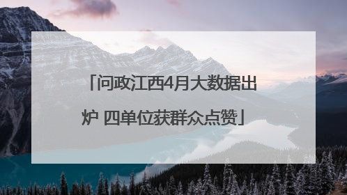 问政江西4月大数据出炉 四单位获群众点赞