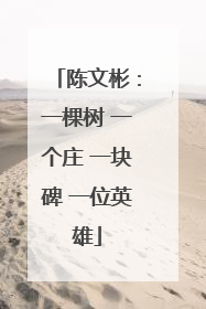 陈文彬：一棵树 一个庄 一块碑 一位英雄