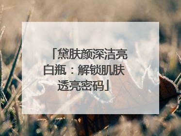 黛肤颜深洁亮白瓶：解锁肌肤透亮密码
