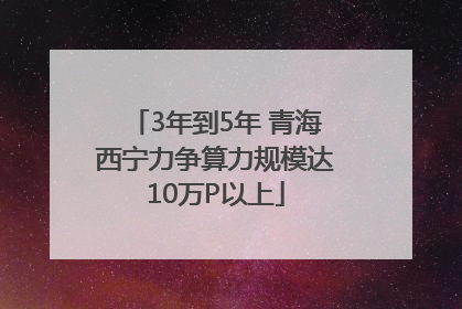 3年到5年 青海西宁力争算力规模达10万P以上
