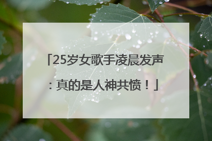 25岁女歌手凌晨发声：真的是人神共愤！