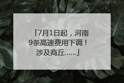 7月1日起，河南9条高速费用下调！涉及商丘……