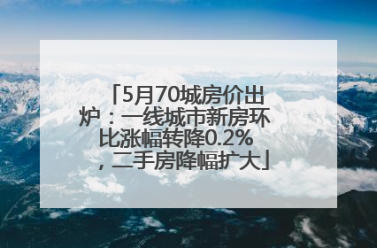 5月70城房价出炉：一线城市新房环比涨幅转降0.2%，二手房降幅扩大